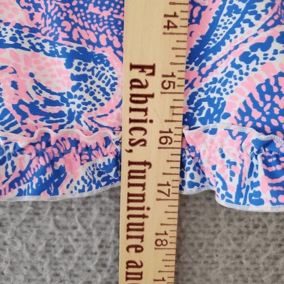 LILY PULITZER Girl's Ruffle Hem 3/4 Sleeve Pink Blue AlligatorRash Guard Top 10 - Picture 5 of 5